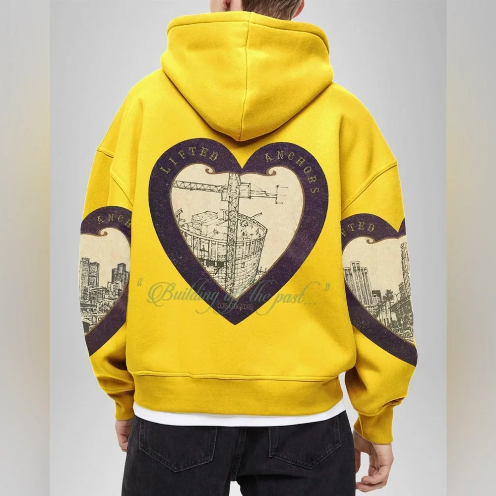 Lifted anchors hoodie Heart city print NWT golden yellow streetwear - Picture 1 of 2